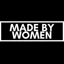 a black and white logo that says `` made by women ''