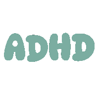 the word adhd is written in green bubbles on a white background