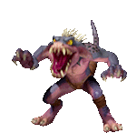 a pixel art of a monster with sharp teeth and a long tongue .