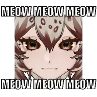 a picture of a girl with the words meow meow meow on the bottom