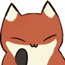 a close up of a cartoon fox with its eyes closed