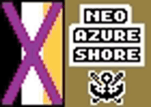 a logo for neo azure shore with a purple x on it