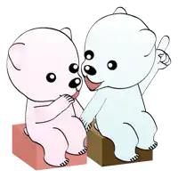 a cartoon of two bears sitting next to each other one of them giving a thumbs up