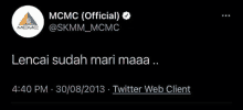 a screenshot of a tweet from mcmc