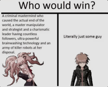 a picture of a girl and a boy with the words who would win