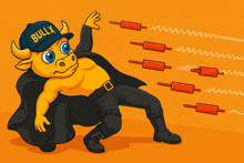 a bull wearing a cape and a bully hat