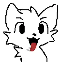 a pixel art of a cat with its tongue out