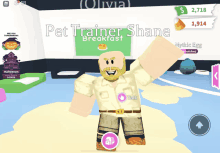 a screenshot of a video game that says pet trainer shane breakfast