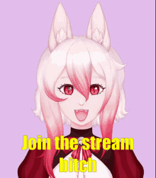 a picture of a girl with the words join the stream bitch on the bottom