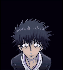 a drawing of a boy with spiky hair and a choker