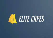 a blue background with a yellow cape and the words elite capes