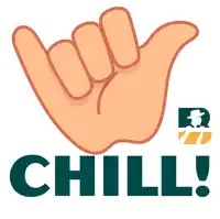 a hand making a hang loose sign and the word chill