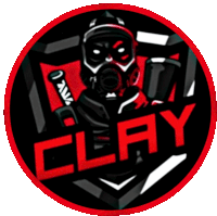 a clay logo with a gas mask on