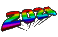 the word 2021 is written in rainbow colors on a white background .