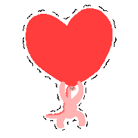 a cartoon drawing of a dinosaur holding a large heart