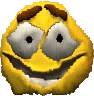 a pixel art of a yellow smiley face with a very angry look on its face .