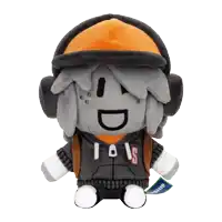 a stuffed animal with a backpack and headphones on its back