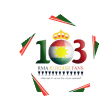 a logo for rma kurdish fans with a flag and a crown