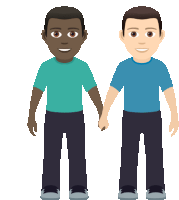 two men are holding hands and one is black and the other white