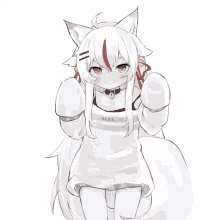 a drawing of a fox girl with the word neet on her sweater