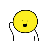 a cartoon drawing of a yellow circle with a face and arms