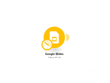 a google slides logo with a clock in the middle