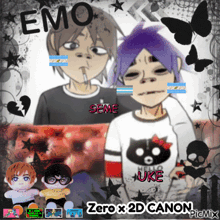 a picture of two cartoon characters with the words emo seme and uke