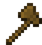 a pixel art drawing of a wooden axe with a long handle on a white background .