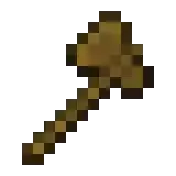 a pixel art drawing of a wooden axe with a long handle on a white background .