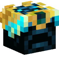 a minecraft block with a blue and yellow design