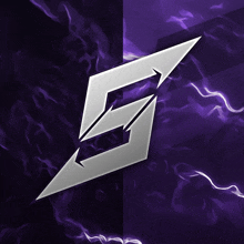 the letter s is on a purple background with a lightning bolt