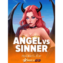 an advertisement for angel vs sinner shows a woman with horns