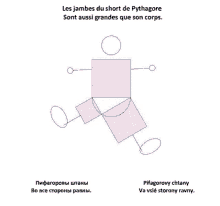 a drawing of a person with the words les jambes du short de pythagore on the bottom