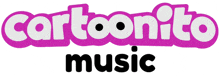 a logo for cartoonito music shows a pink and white logo