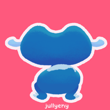 a sticker of a blue cat with the name jullyeny written below it