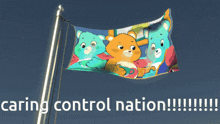 a care bears flag is waving in the wind