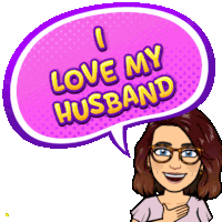 a cartoon woman with a speech bubble that says " i love my husband "