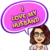 a cartoon woman with a speech bubble that says " i love my husband "