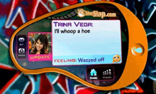 a trina vega message is displayed on a screen