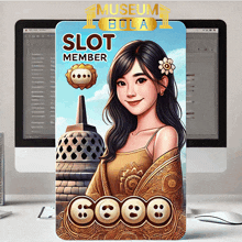 a museum bola slot member advertisement with a woman on it