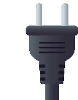 an icon of a black plug with two white pins