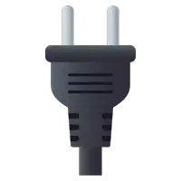 an icon of a black plug with two white pins