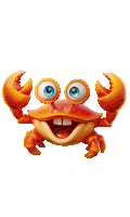 a cartoon crab with big eyes is smiling