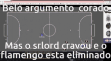 a computer screen shows a soccer field and the words " belo argumento corado "