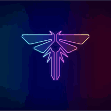 a neon sign of a butterfly on a dark blue background