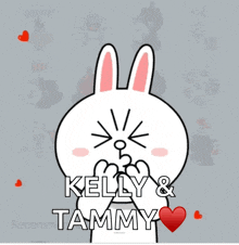 a picture of a bunny with the words kelly & tammy written on it