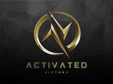 a logo for activated victory is displayed on a dark background