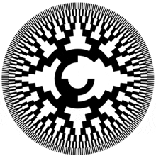 a black and white circle with a circle in the middle