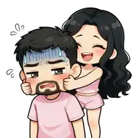 a cartoon of a woman giving a thumbs up to a man with a beard