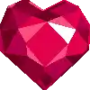 a pixel art of a red heart with a white triangle in the middle on a white background .